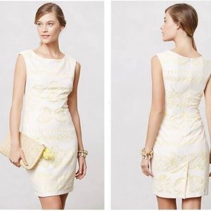 Anthropologie yellow and white lace dress